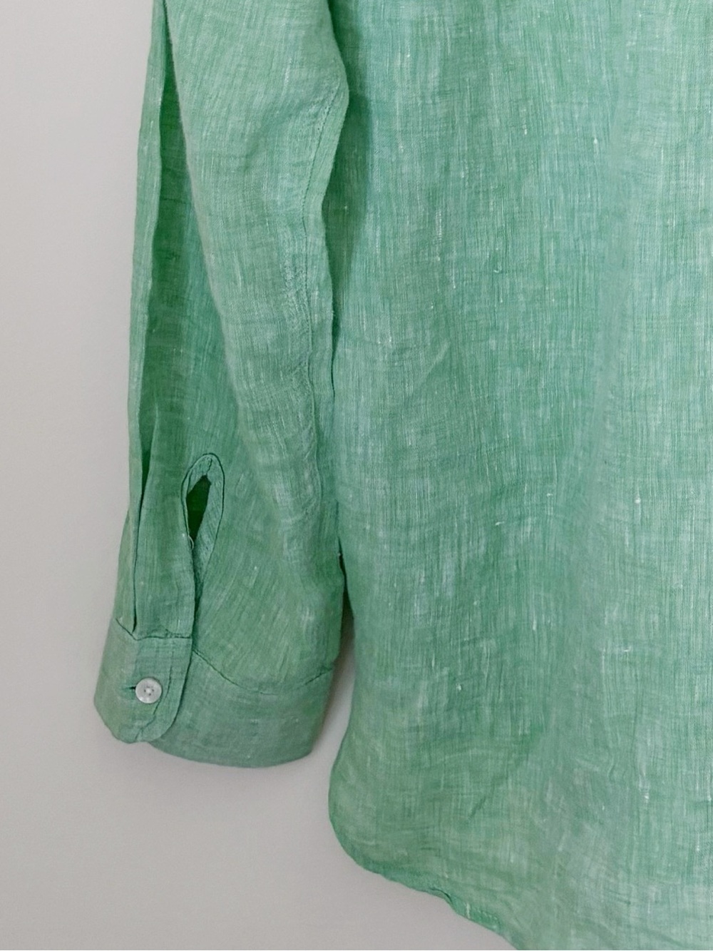 J. McLaughlin Green Linen Long Sleeve Button Front Shirt Medium - Picture 4 of 7